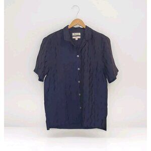 Madewell Boxy Short-Sleeve Shirt in Jacquard Men Size XS Warm Midnight Blue NWT